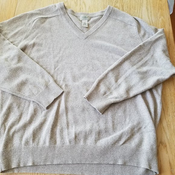 Lands End 100% PURE LAMBSWOOL Mens V-Neck Sweater Pullover Light Tan XXL - Picture 3 of 8